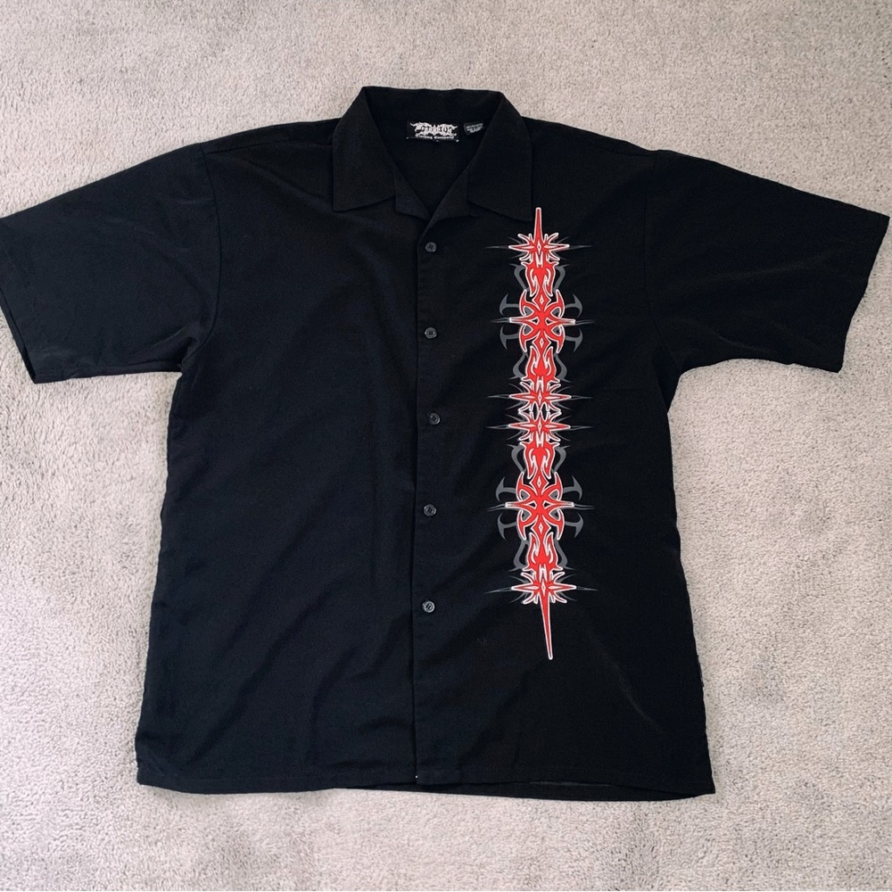 VINTAGE 00S DRAGONFLY TRIBAL BOWLING HOT ROD SHIRT
